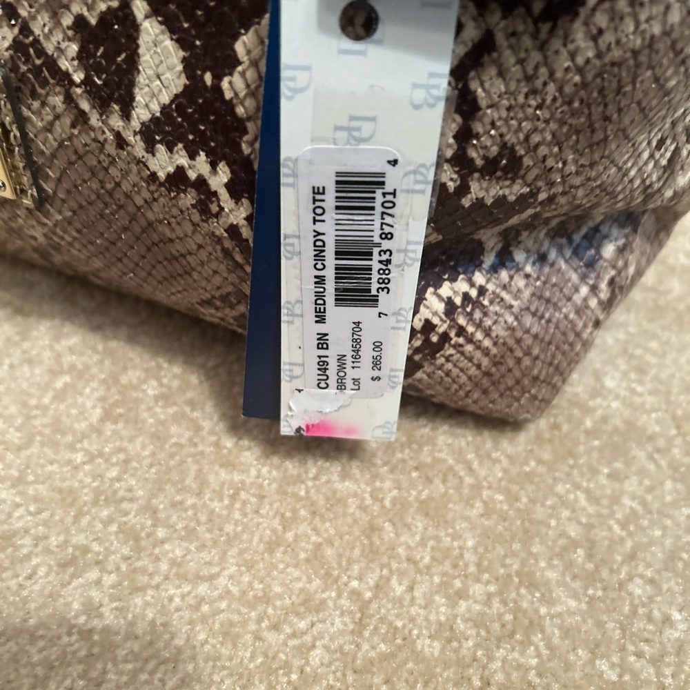Designer Dooney & Bourke Snakeskin Pattern Cindy Tote Bag in Brown New - Picture 6 of 16